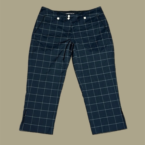 Nike Women’s Dri Fit Checkered Print Cropped Golf Pants Breathable Sz 10 - Picture 1 of 12